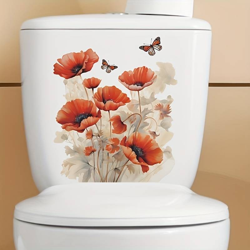 Nalepka za WC pokrov ali kotliček rdeči makovi cveti 