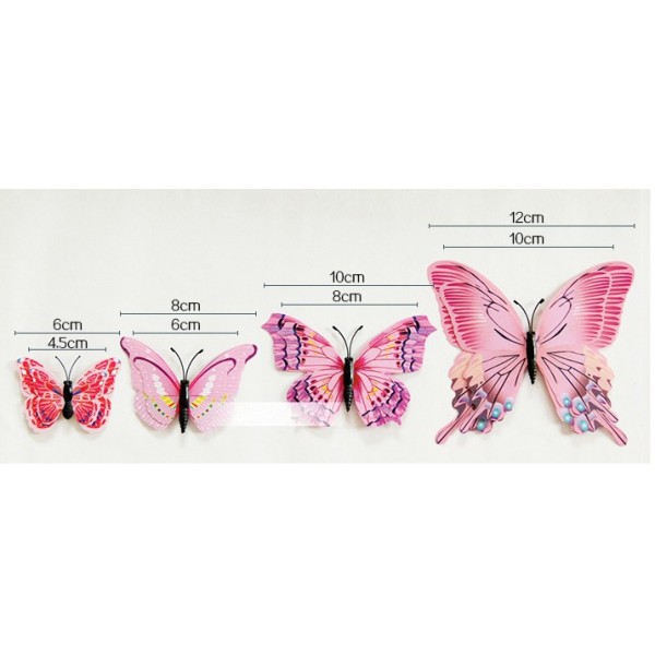 Komplet 12 metuljev 3D efekt, RDEČI