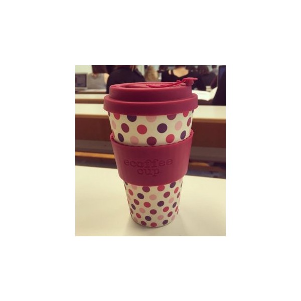 Ecoffee lonček za večkratno uporabo "PINK POLKA" 400ml
