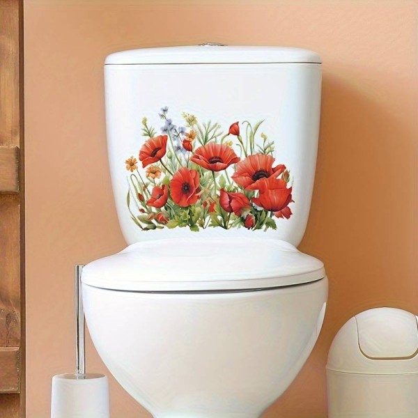 Nalepka za WC pokrov ali kotliček rdeči makovi cveti 