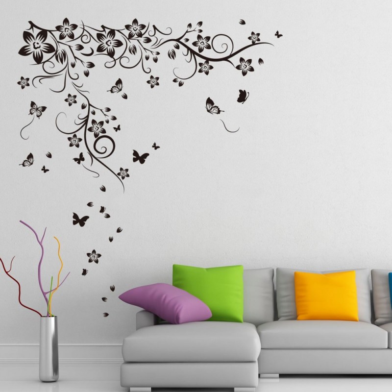 Stenska nalepka METULJČKI IN ROŽICE