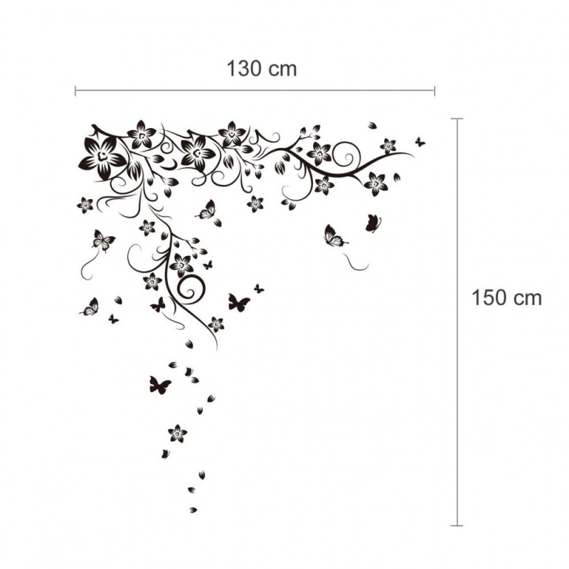 Stenska nalepka METULJČKI IN ROŽICE