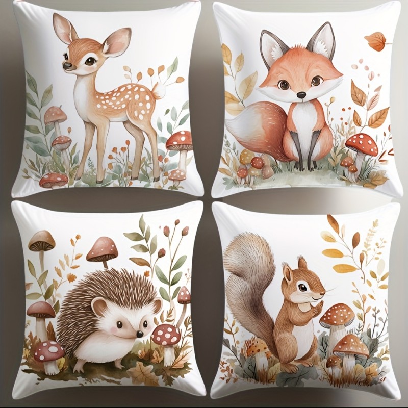 Komplet 4 okrasnih blazin GOZDNE ŽIVALI 