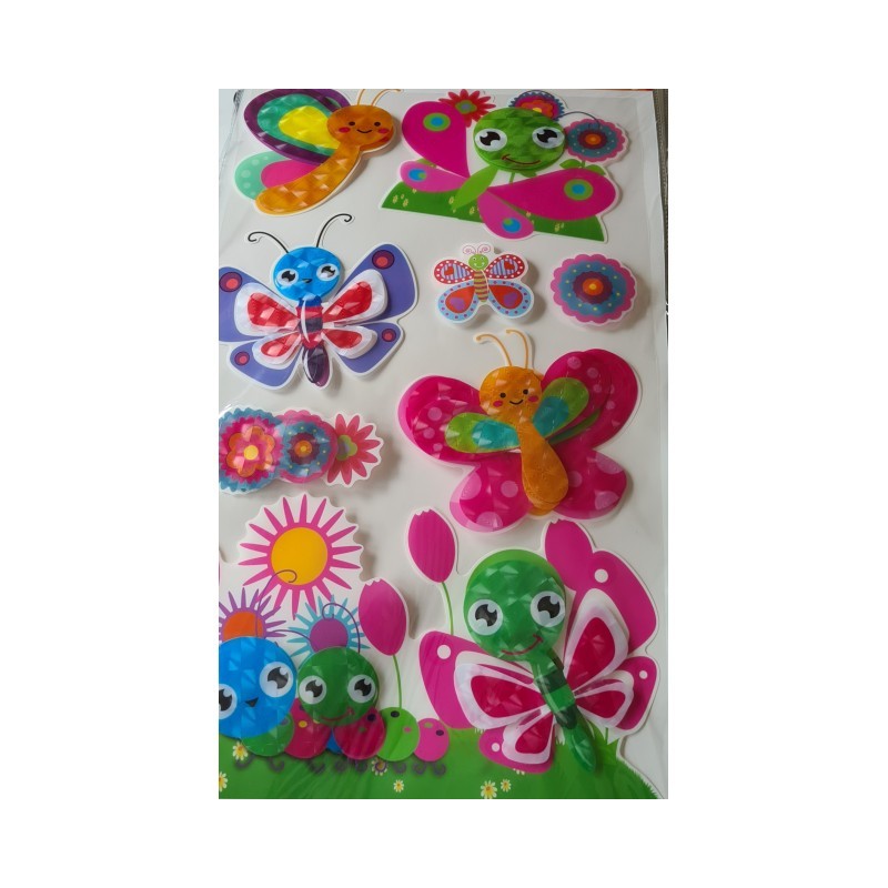 7D stenska nalepka za otroško sobico, PISANI METULJČKI