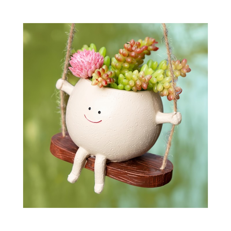 Cvetlični lonček NASMEJANA DEKLICA NA GUGALNICI