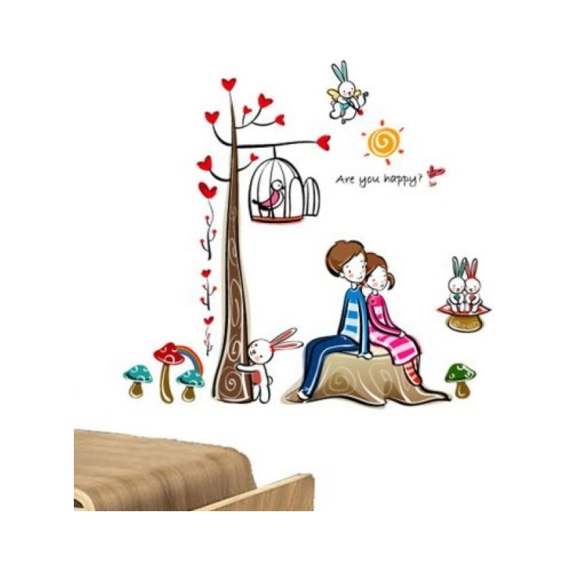 Stenska nalepka za otroško sobo, DVA ZALJUBLJENCA