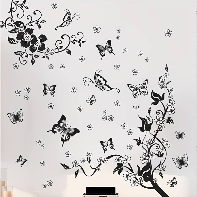 Stenska nalepka ROŽE Z METULJI