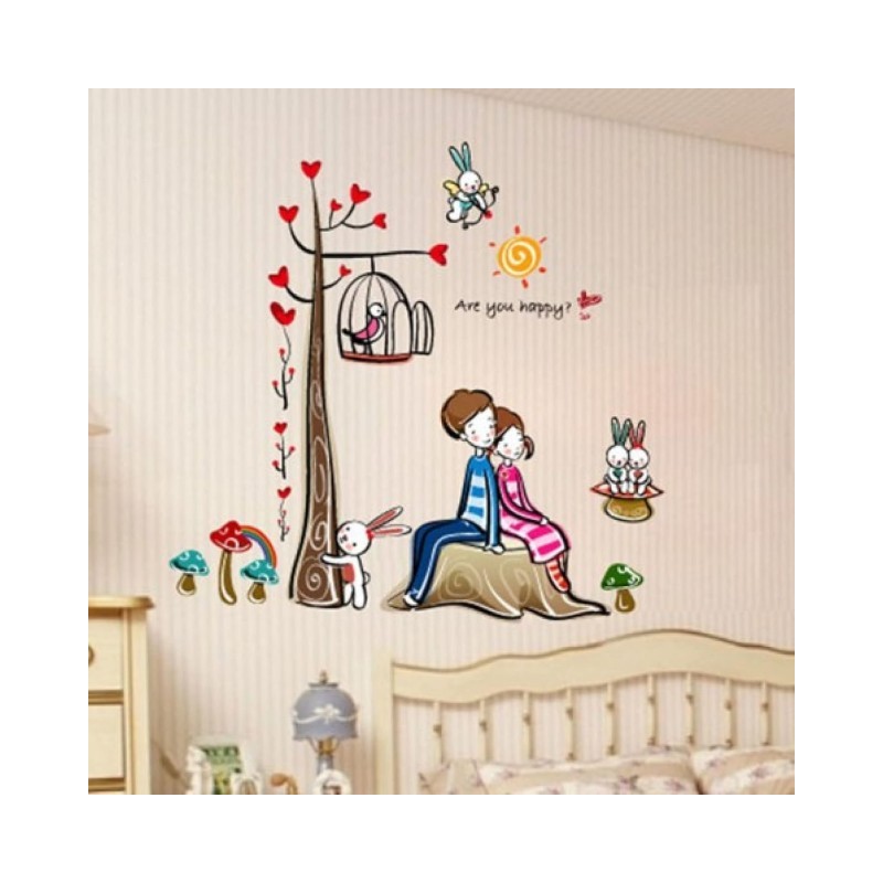 Stenska nalepka za otroško sobo, DVA ZALJUBLJENCA
