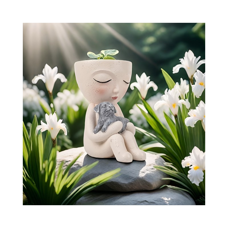 Cvetlični lonček SRAMEŽLJIVA VILA S KUŽKOM