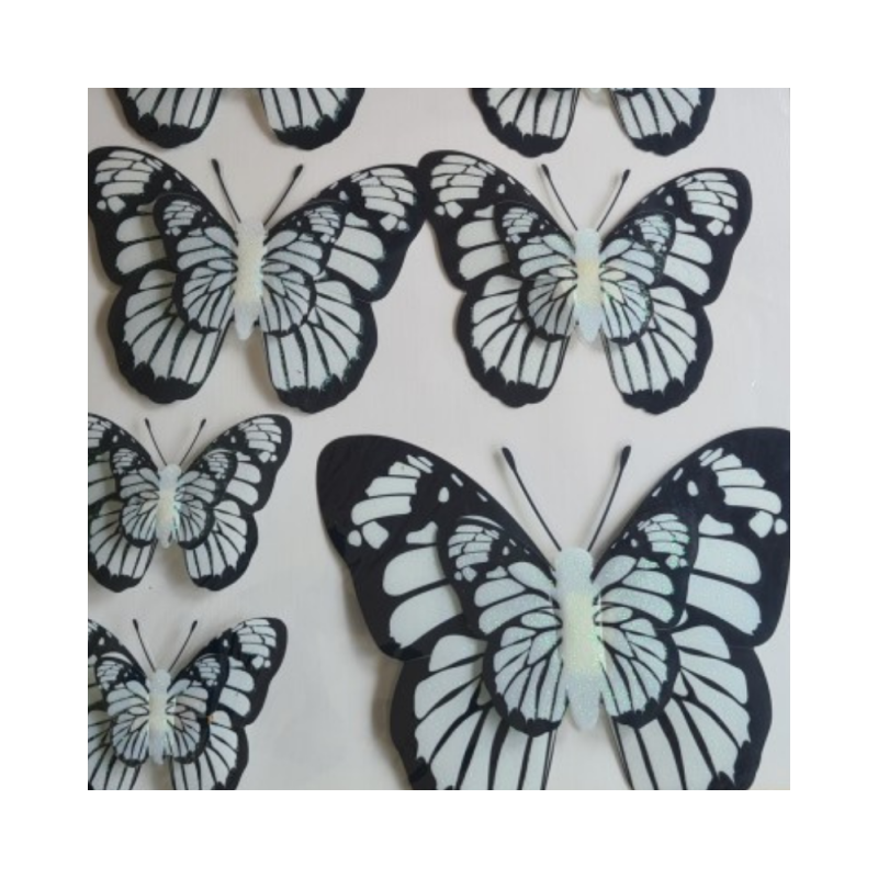 7D stenska nalepka sveti v temi, metulji LC-02