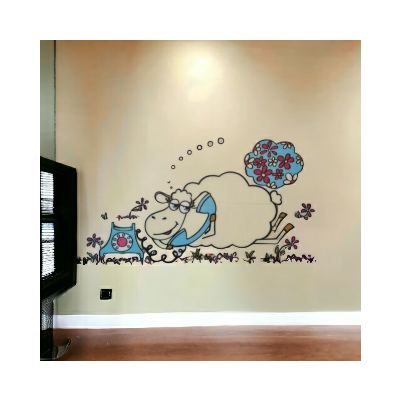 Stenska nalepka za dom, OVČKA S TELEFONOM