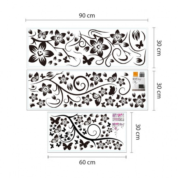 Stenska nalepka METULJČKI IN ROŽICE