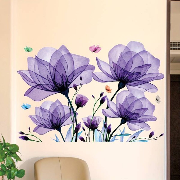 Stenska nalepka VIJOLIČNE ROŽE 