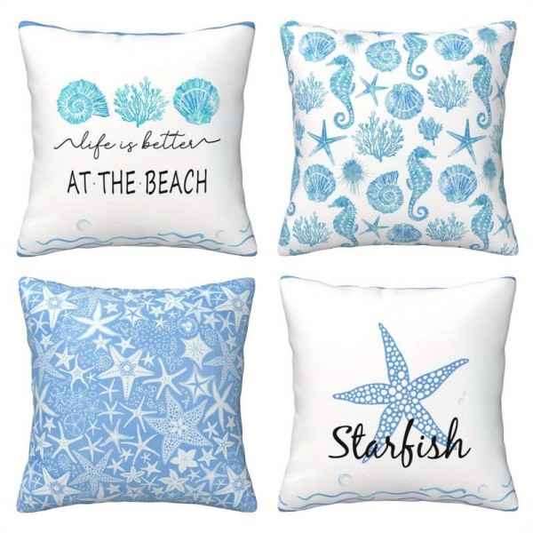 Komplet 4 okrasnih blazin, TAKE ME TO THE BEACH