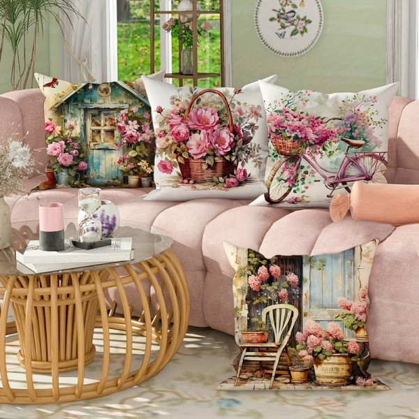 Komplet 4 okrasnih blazin, KMEČKI DIZAJN