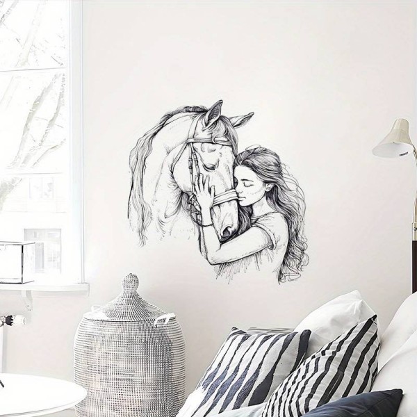 Stenska nalepka DEKLE S KONJEM