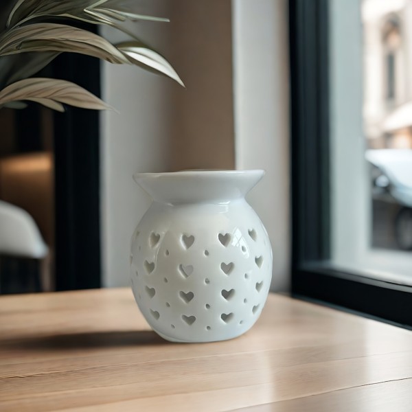 Bel keramični svečnik za eterična olja