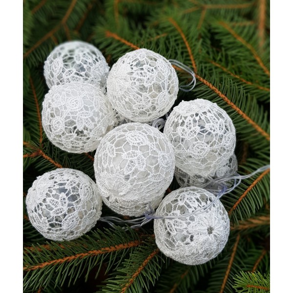 Bombažne lučke bele 10 kosov, s čipko