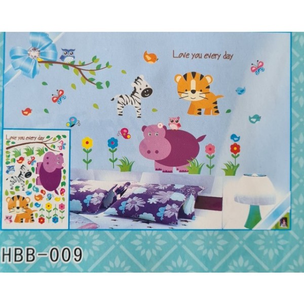 Stenska nalepka za otroško sobo, HIPO S PRIJATELJI