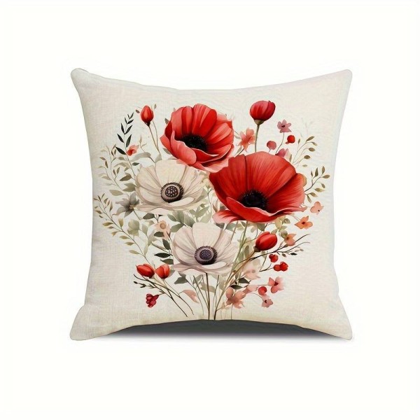 Komplet 4 okrasnih blazin, RDEČI MAKI 