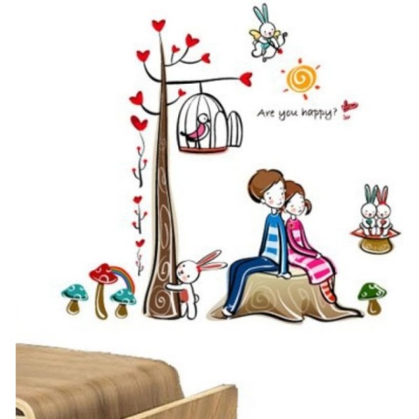 Stenska nalepka za otroško sobo, DVA ZALJUBLJENCA