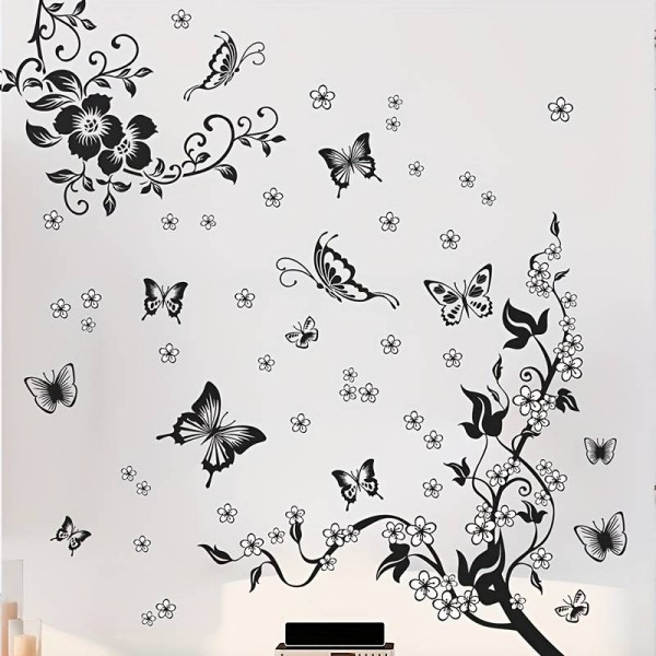 Stenska nalepka ROŽE Z METULJI