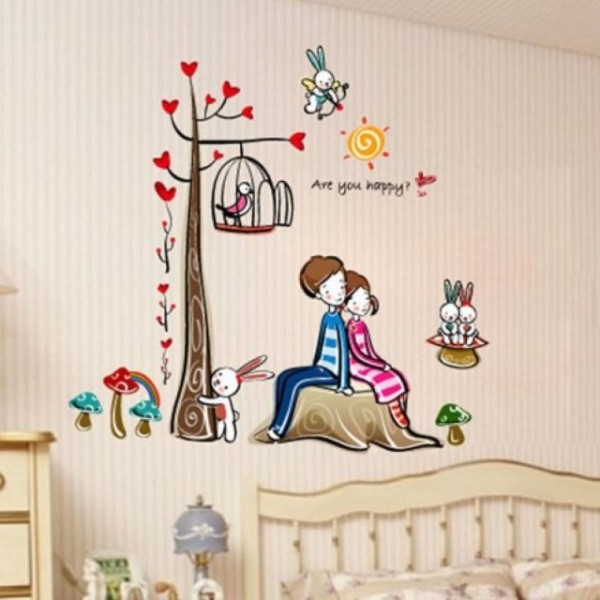 Stenska nalepka za otroško sobo, DVA ZALJUBLJENCA