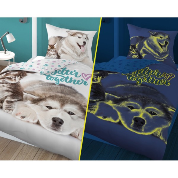 Otroška posteljnina 140X200, BETTER TOGETHER (sveti v temi)