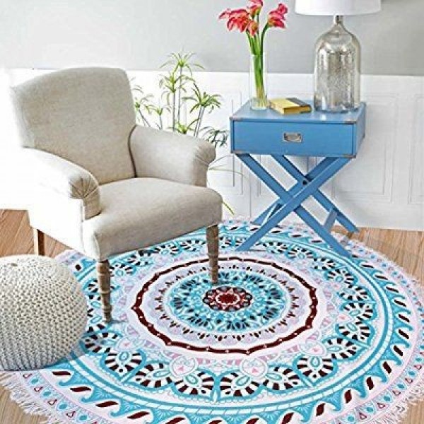 Okrogla brisača za plažo BOHO TURQUOISE  REC35W 