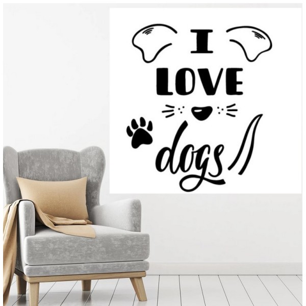 Stenska nalepka I LOVE DOGS