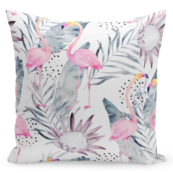 Okrasna blazina FLAMINGO s cvetjem, pisana