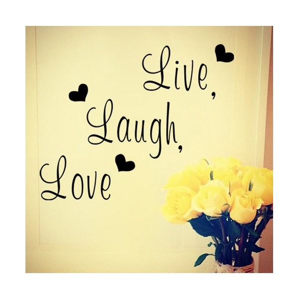 Stenska nalepka LIVE LAUGH LOVE, črna
