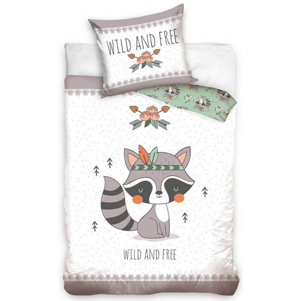 Otroška posteljnina 140X200, WILD AND FREE rakun