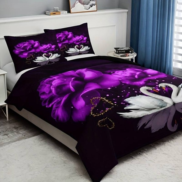 Posteljnina 200X200, Z VRTNICO IN LABODI