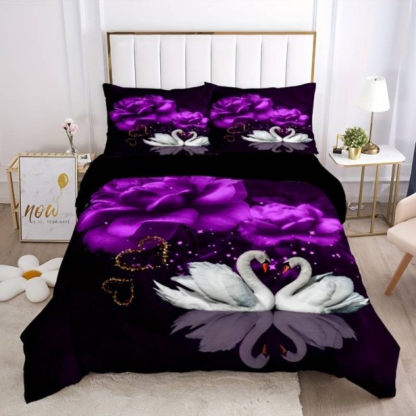 Posteljnina 200X200, Z VRTNICO IN LABODI