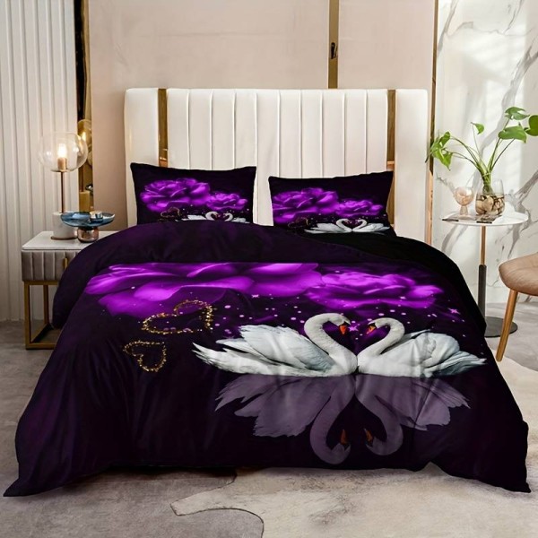 Posteljnina 200X200, Z VRTNICO IN LABODI