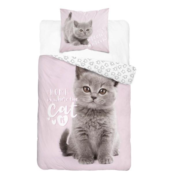 Otroška posteljnina 140X200, HOME IS WHERE THE CAT IS