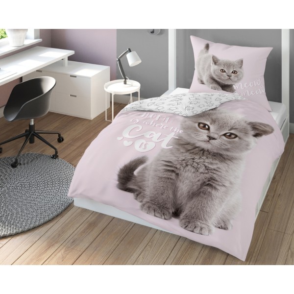 Otroška posteljnina 140X200, HOME IS WHERE THE CAT IS