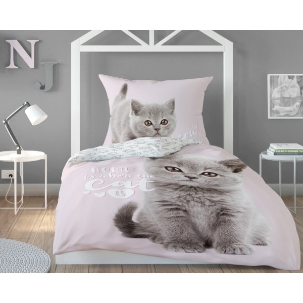 Otroška posteljnina 140X200, HOME IS WHERE THE CAT IS