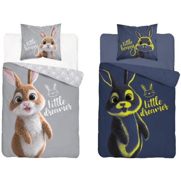 Otroška posteljnina 140X200, ZAJČEK (sveti v temi)