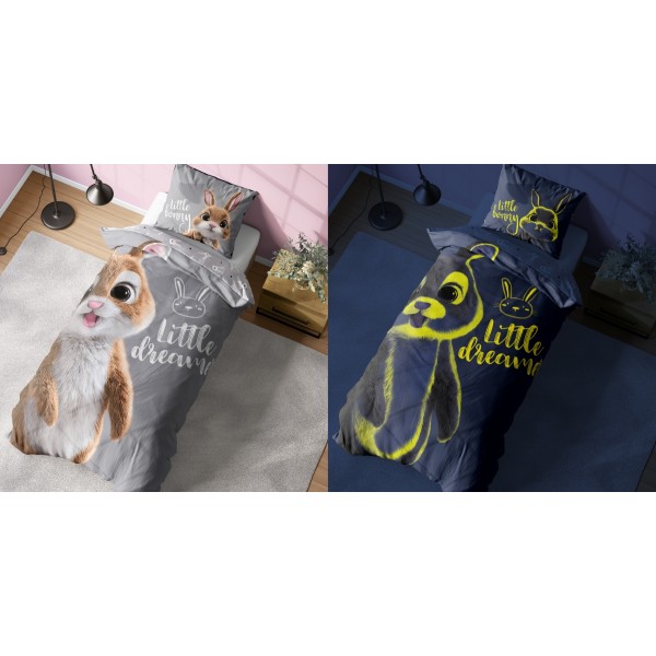 Otroška posteljnina 140X200, ZAJČEK (sveti v temi)