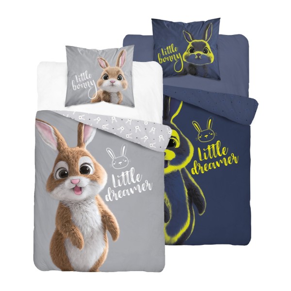 Otroška posteljnina 140X200, ZAJČEK (sveti v temi)