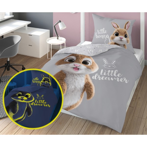 Otroška posteljnina 140X200, ZAJČEK (sveti v temi)