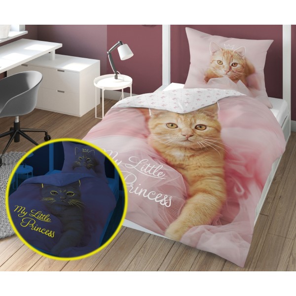 Otroška posteljnina 140X200, MUCA (sveti v temi)