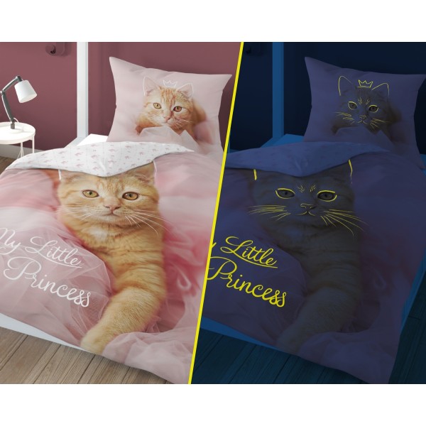 Otroška posteljnina 140X200, MUCA (sveti v temi)