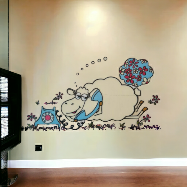 Stenska nalepka za dom, OVČKA S TELEFONOM