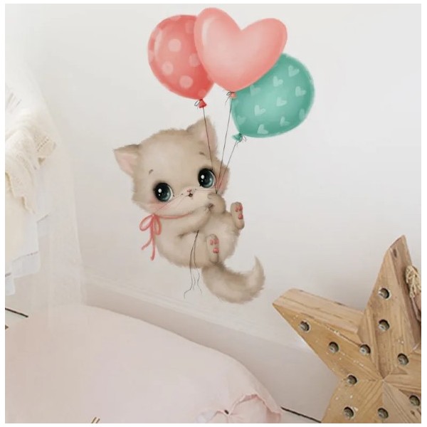 Stenska nalepka MUCA NA BALONIH