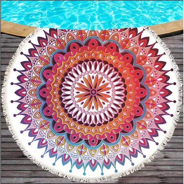 Bombažna okrogla brisača za plažo MANDALA