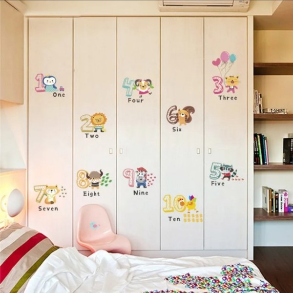 7D stenska nalepka za otroško sobo, ANGLEŠKE ŠTEVILKE