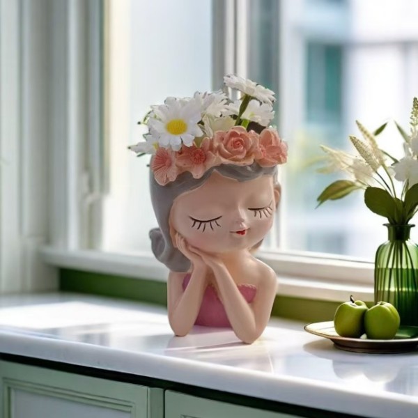 Cvetlični lonček MISLEČA DEKLICA